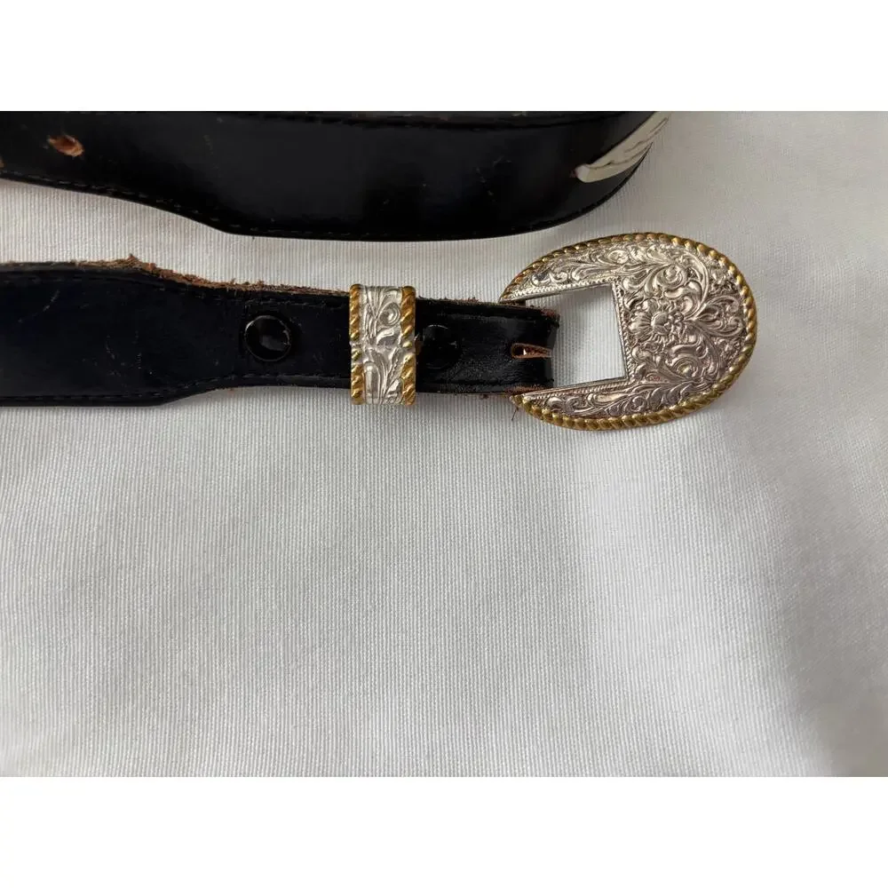 Vintage Justin Top Grain Cowhide Leather Belt Braided Horse Hair Size 34